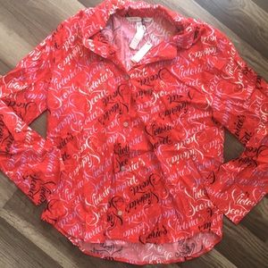 Victoria’s Secret button down pajama red top MED